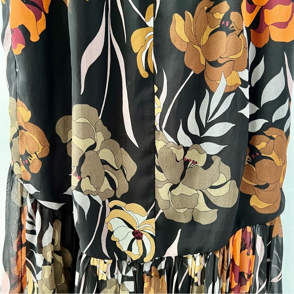 KATIE MAY | Take A Sip Black 70s Floral Orange Lace Corset Flowy Dress XS - Picture 16 of 16